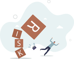 Risk averse, avoid or minimize risk, run away from uncertainty, fear or safety decision for investment,flat characters.