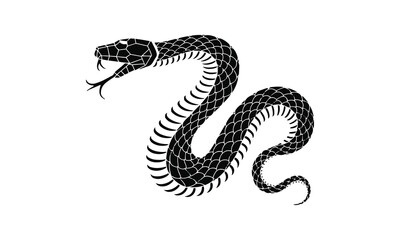 Vector illustration of snake wriggled in the shape of a triangle., easily editable.