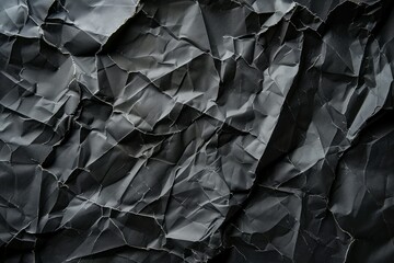 Image of Crumpled sheet of black paper. Texture for background usage