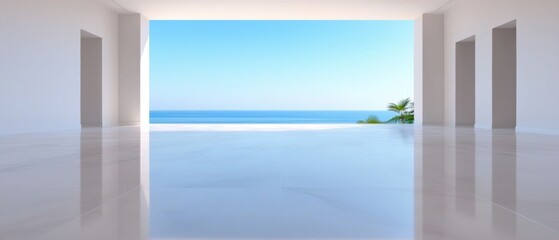 A large open space with a view of the ocean