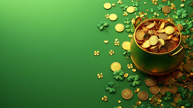 A Pot of Gold, Lucky Charms, and St. Patrick's Day Fortune, A vibrant, festive St. - Powered by Adobe