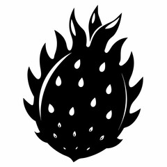 Dragonfruit black silhouette vector