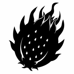 Dragonfruit black silhouette vector