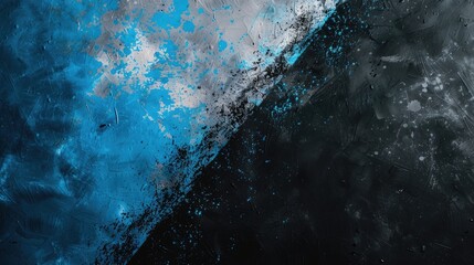Abstract artwork featuring a blend of blue and black textures with a dynamic, contrasting design.