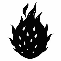 Dragonfruit black silhouette vector