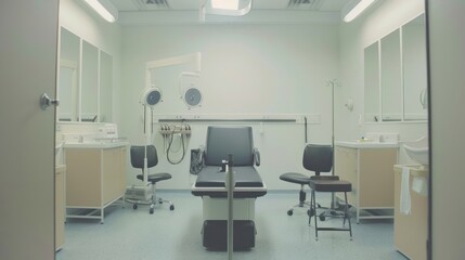 Empty medical examination room with equipment.