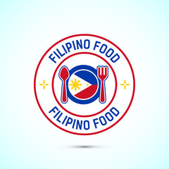Filipino food icon badge with flag, suitable for restaurant business