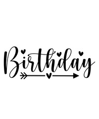 Happy Birthday typography design on plain white transparent isolated background for card, shirt, hoodie, sweatshirt, apparel, tag, mug, icon, poster or badge