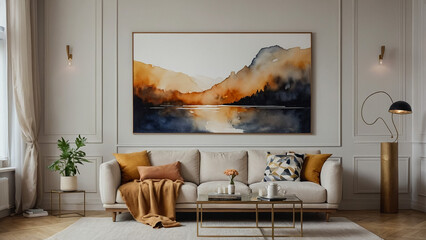 Modern bright interiors. 3D rendering