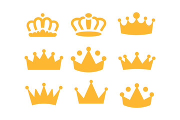 Premium golden crown vector illustration set for promotional materials, golden crown, crown collection, luxury, elegant, premium, majestic, decorative, crownlike, imagery, ornate, prestigious