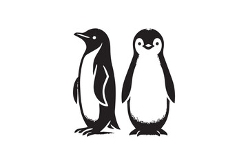 simple black an white penguin vector silhouette isolated on a white background