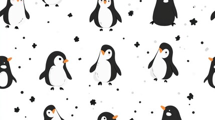 Cute penguin seamless pattern.