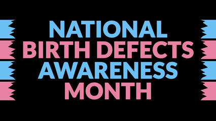 Fototapeta premium National Birth Defects Awareness Month text with side lines on a black background. Which is observed every year in January to celebrate National Birth Defects Awareness Month