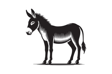 simple black an white donkey vector silhouette isolated on a white background