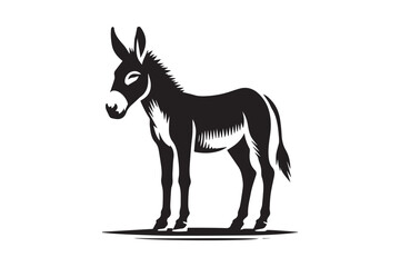 simple black an white donkey vector silhouette isolated on a white background