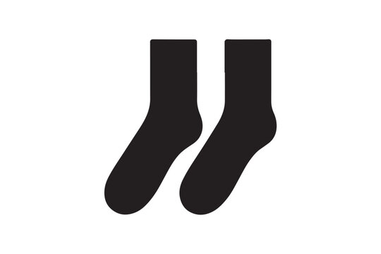 simple black an white socks vector silhouette isolated on a white background