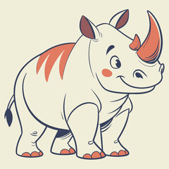 Naklejka premium Cute Watercolor Cartoon Rhinoceros Vector Art Perfect for Childrens Illustrations and Decor