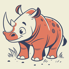 Obraz premium Hand-Drawn Watercolor Cartoon Rhinoceros Vector Art Isolated for Kids and Creative Projects