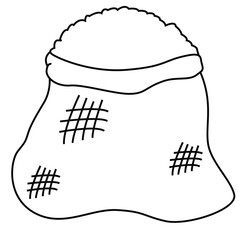Cute cartoon hand drawn vector bag of grain coloring page.