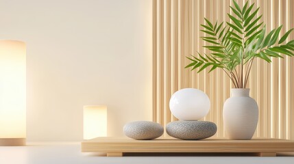 Obraz premium A calming Shiatsu therapy session with natural decor, focusing on holistic healing and balance for wellness.