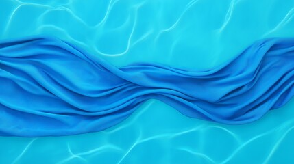 Fototapeta premium A serene and captivating image of flowing blue fabric against a clear aqua background, evoking a sense of calm and tranquility, perfect for relaxation and peaceful themes.