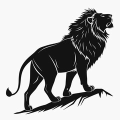 Lion vector silhouette black design white background