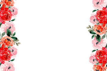 Watercolor flower border for wedding, birthday, card, background, invitation, wallpaper, sticker, decoration etc.