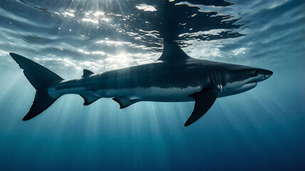 Shark Silhouette in the Depths