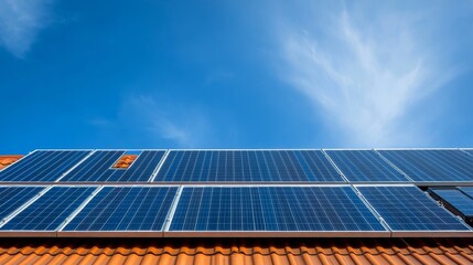 A solar panel is installed on a roof