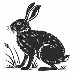 Rabbit vector silhouette black design white background