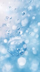 Blue splashing cosmetic moisturizer. Macro close up abstract background, liquid flow, cosmetic texture