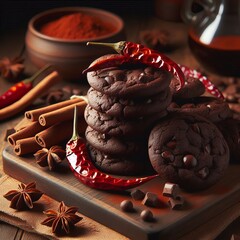 278 Rich chocolate cookies with a hint of chili pepper adding a