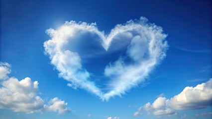 A heart-shaped cloud floats serenely in the cerulean blue sky, with delicate wisps of white cirrus extending from its edges , atmospheric phenomenon, blue sky