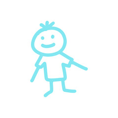 Illustration of an Kids Drawing Line Boy