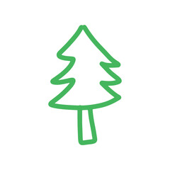 Illustration of an Kids Drawing Line Pine Tree