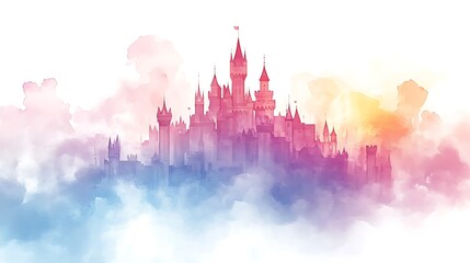 Obraz premium Magical castle illustration fantasy world digital art colorful vivid