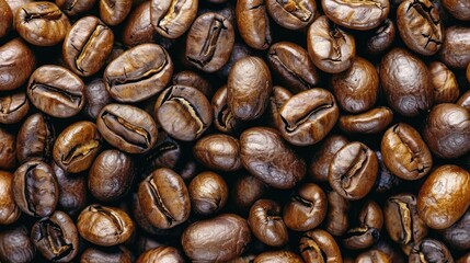 Fototapeta premium Roasted coffee beans close-up background.