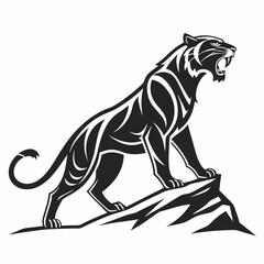 Obraz premium Tiger vector silhouette black design white background
