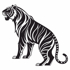 Tiger vector silhouette black design white background
