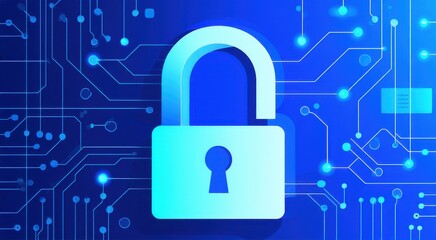 A close up of a padlock on a circuit board