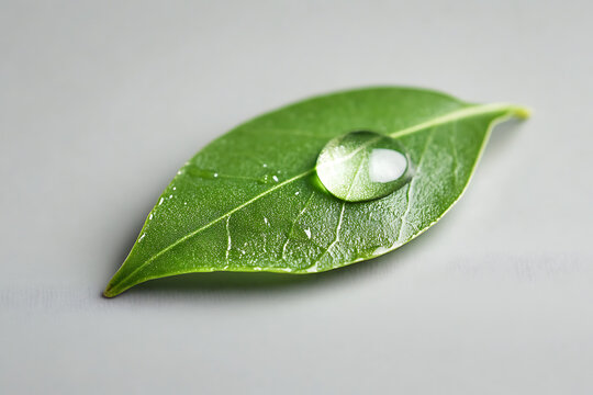 Water drop on a green leaf