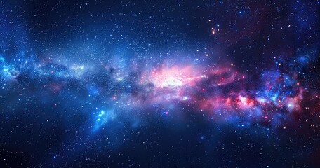 A vibrant depiction of a cosmic landscape filled with stars and nebulae.