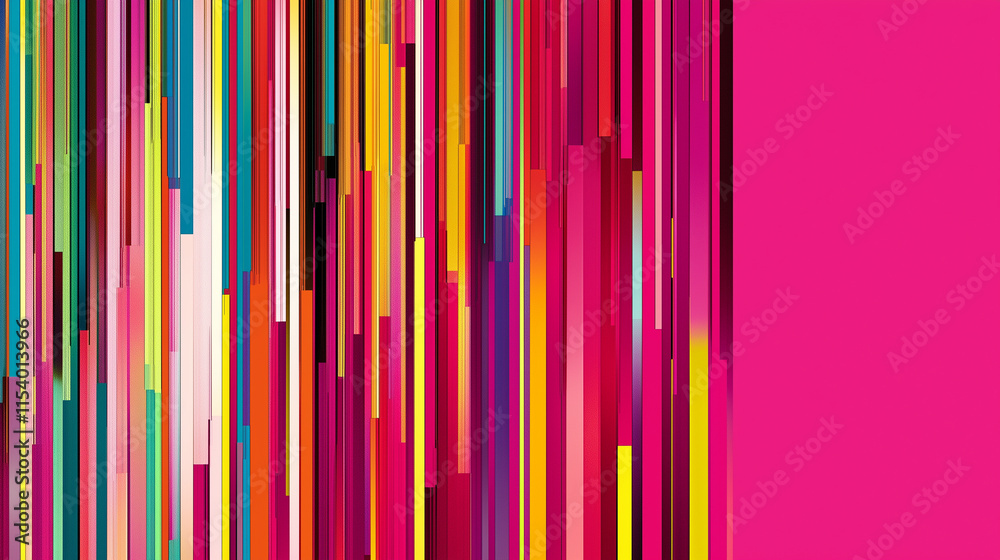 Wall mural vertical multi-colored lines background with pink copy space