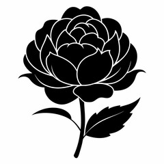 Peony Perfection black silhouette vector