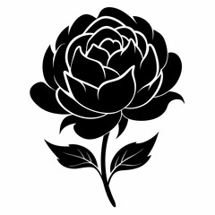 Peony Perfection black silhouette vector