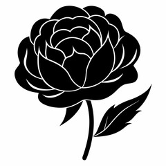 Peony Perfection black silhouette vector
