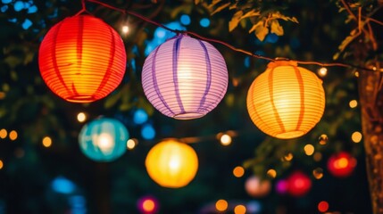 Obraz premium Colorful Lanterns Illuminating a Celebration Event