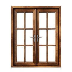 Obraz premium wooden window isolated on transparent background, Clipping Path