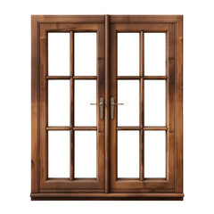 Obraz premium wooden window isolated on transparent background, Clipping Path