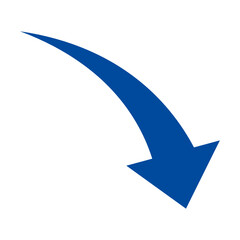 矢印　下がる　青　単体　ベクター　イラスト